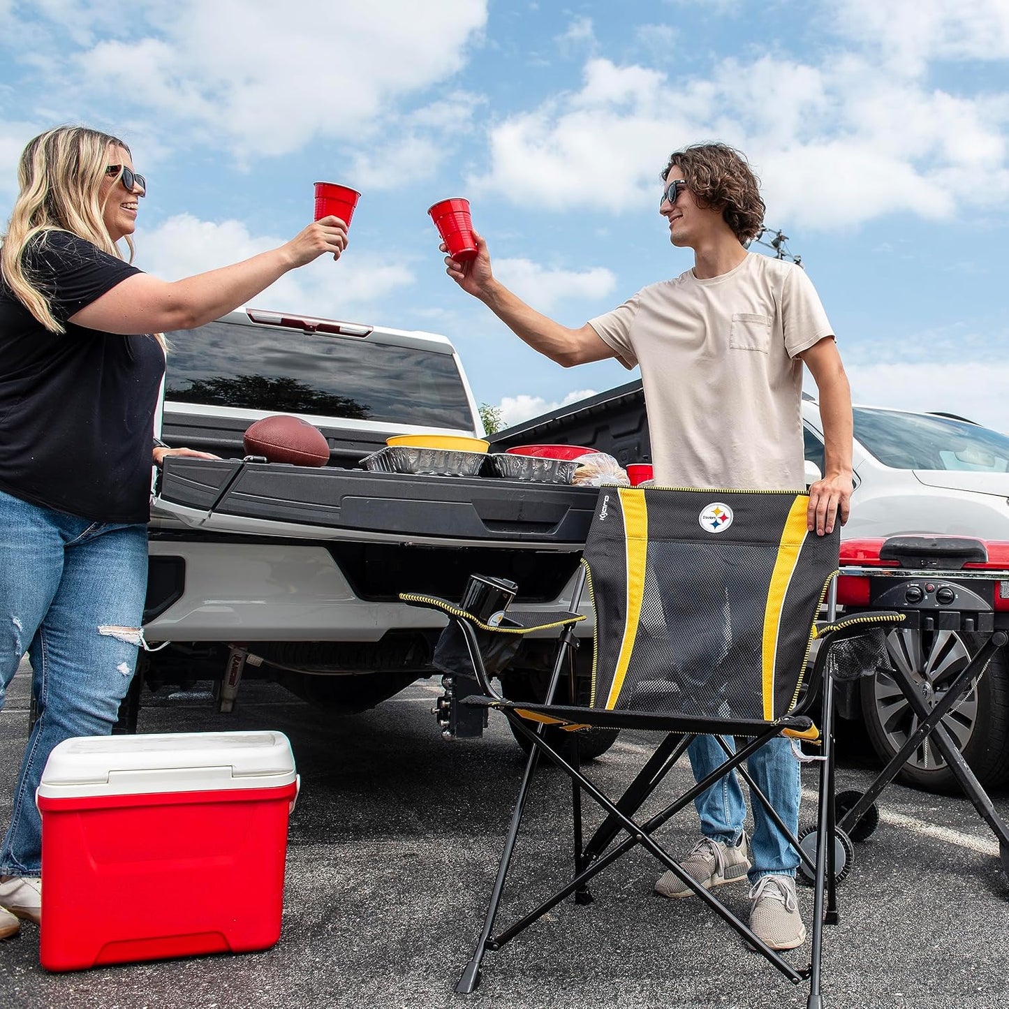 Kijaro Sports Fan Folding Chair, 26" L x 35.5" W x 37" H, Pittsburgh Steelers
