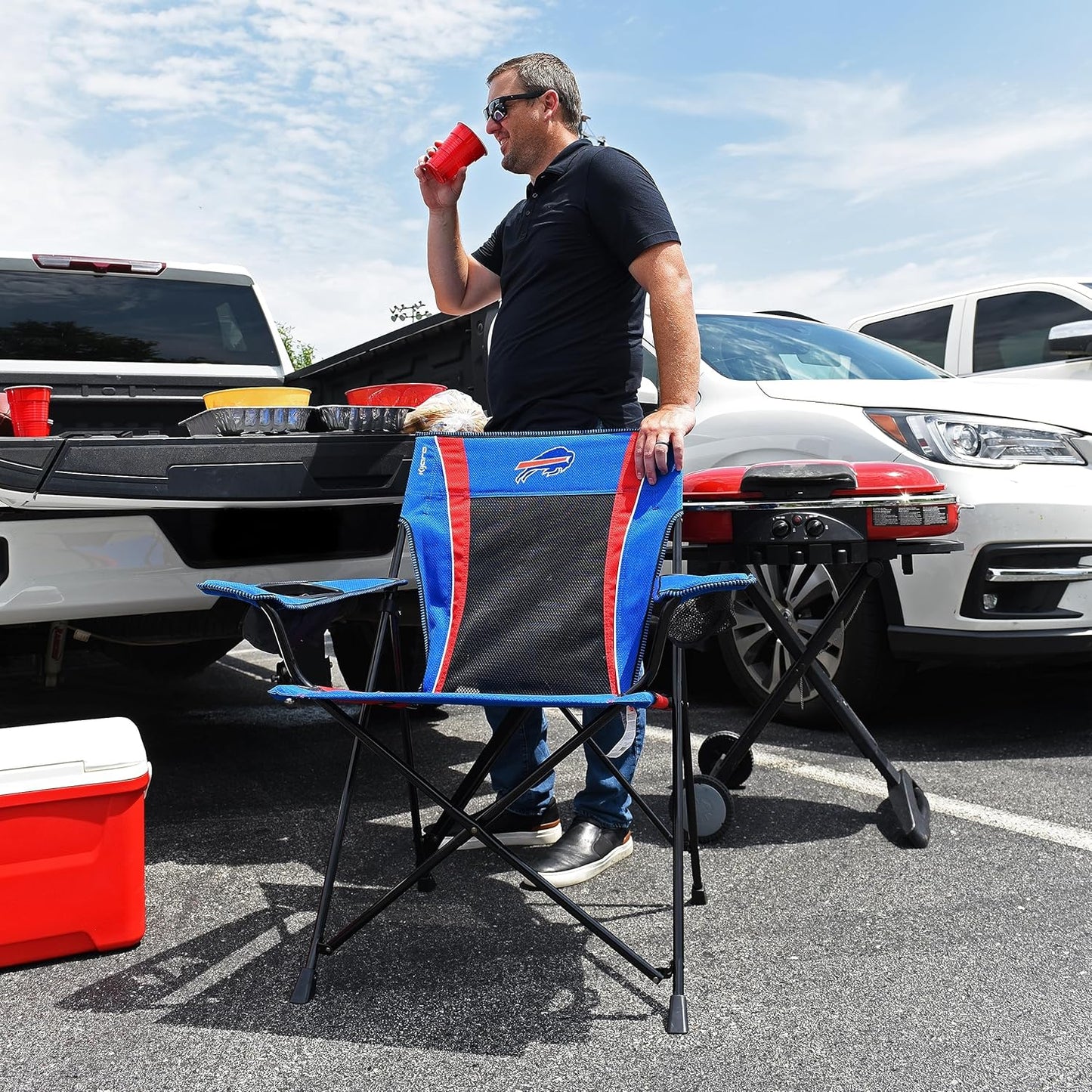 Kijaro Sports Fan Folding Chair, 26" L x 35.5" W x 37" H, Buffalo Bills