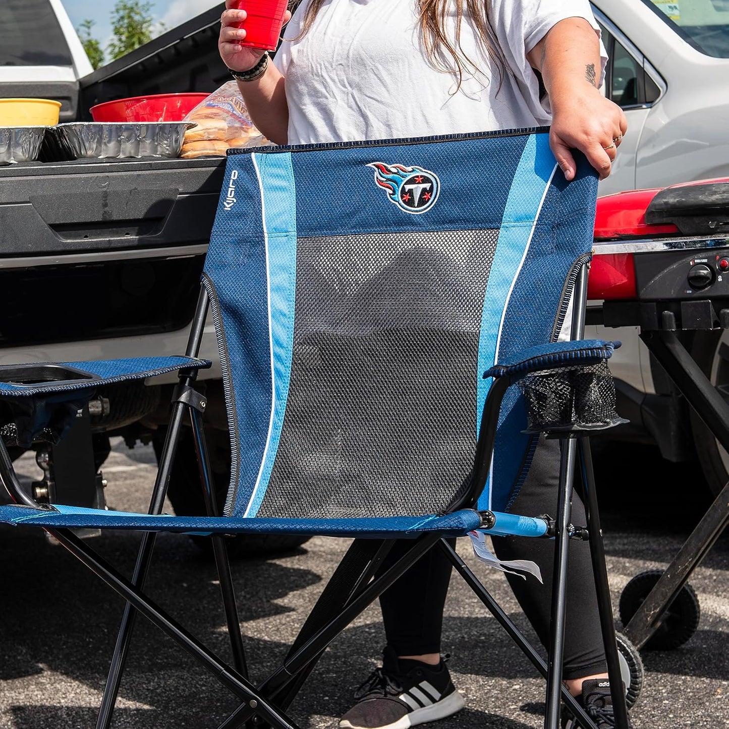 Kijaro Sports Fan Folding Chair, 26" L x 35.5" W x 37" H, Tennessee Titans