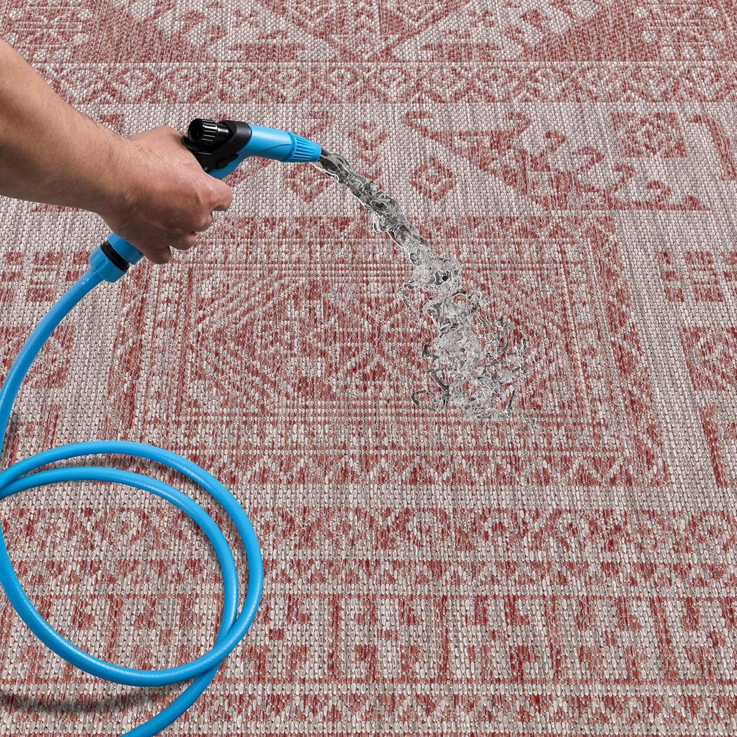 Keen Home Design Terrace Outdoor Round Rug - 8ft Round Washable Indoor/Outdoor Rug for Patio, Kitchen, Balcony, Beach, Garden, Deck and Porch, Size: 7'7" Round